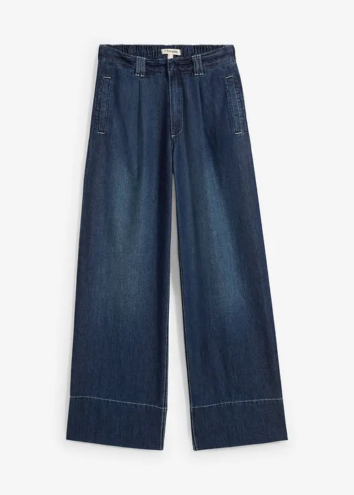 bonprix Weite Jeans mit hohem Bund - blau regular - Damen