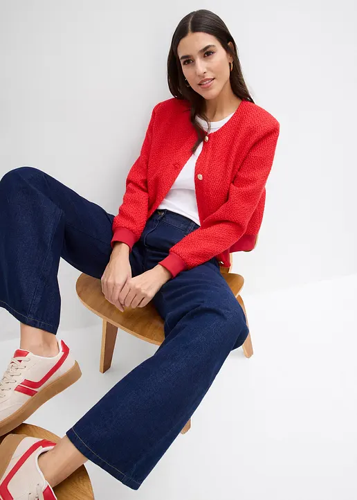 Bonprix Weite Jeans Mit Mittlerem Bund - Blau Petite - Damen