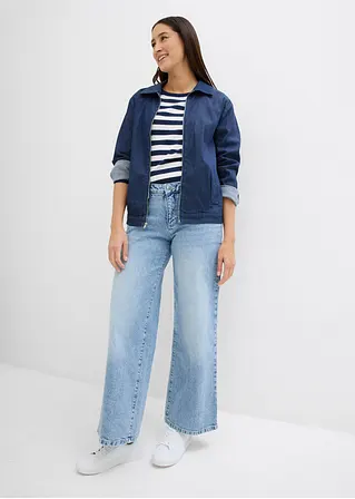 Bonprix Weite Jeansjacke Im Blousonstil Mit Reißverschluss - Blau - Damen
