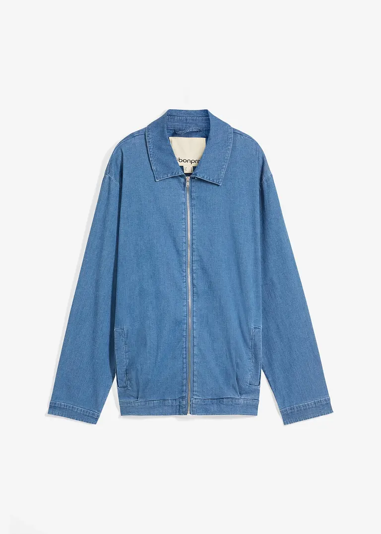bonprix Weite Jeansjacke im Blousonstil mit Reißverschluss - blau - Damen