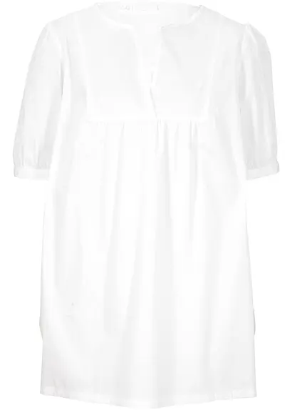 bonprix Weite Longbluse mit kurzen Ärmeln - weiß - Damen