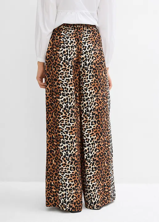 Bonprix Weite Palazzo-Hose Mit Leopardenmuster Und Seitlichen Taschen