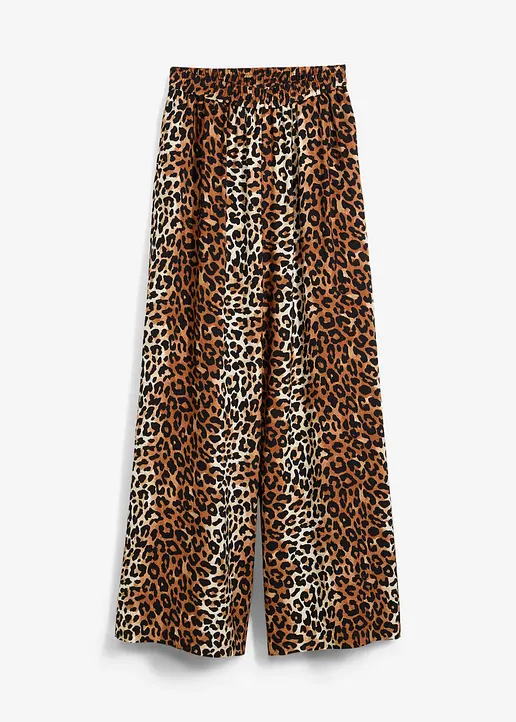 bonprix Weite Palazzo-Hose mit Leopardenmuster und seitlichen Taschen