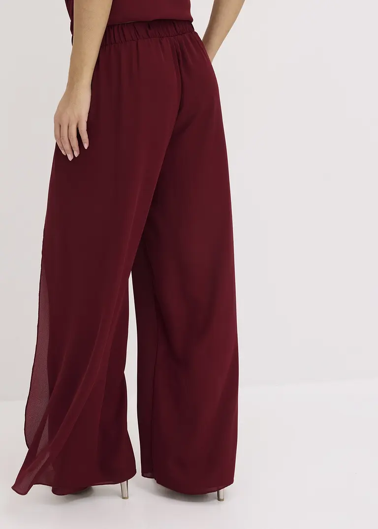 Bonprix Weite Palazzo-Hose Mit Überlappung Aus Feinem Georgette - Rot