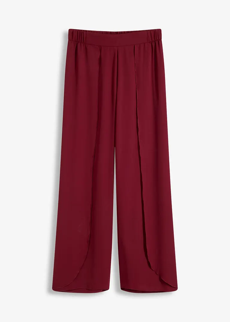 bonprix Weite Palazzo-Hose mit Überlappung aus feinem Georgette - rot