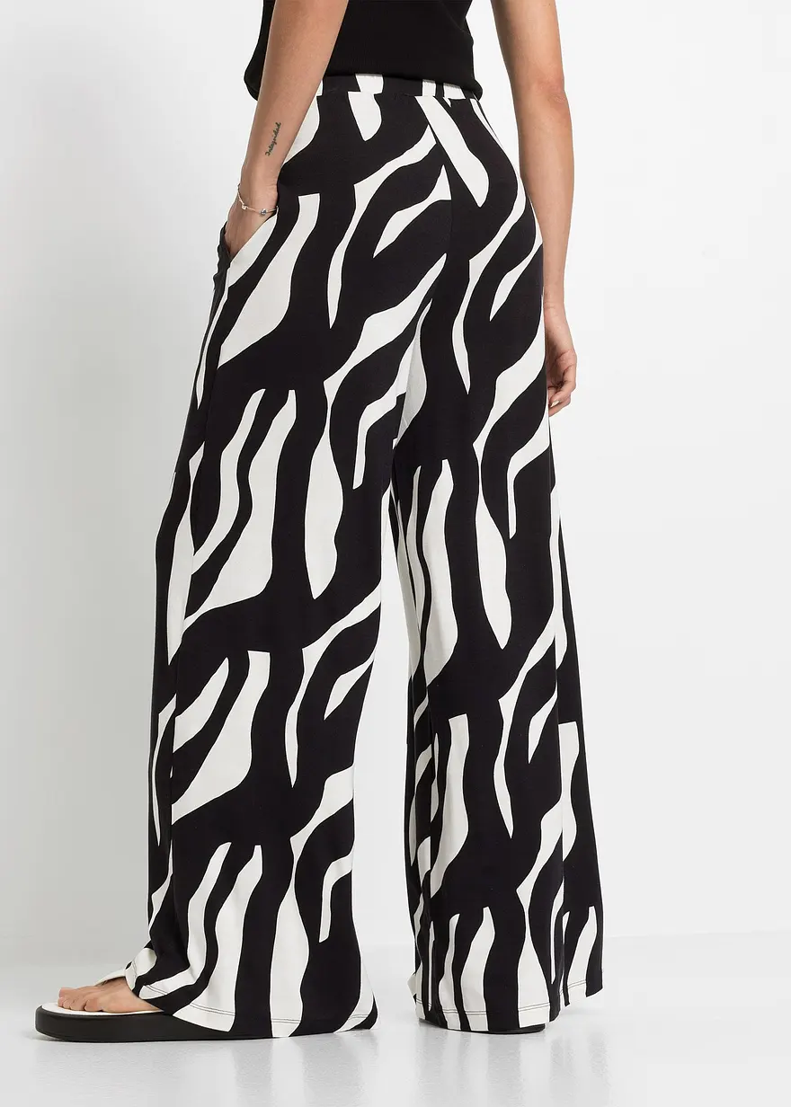 Bonprix Weite Sommerliche Hose Mit Modernem Muster - Weiß