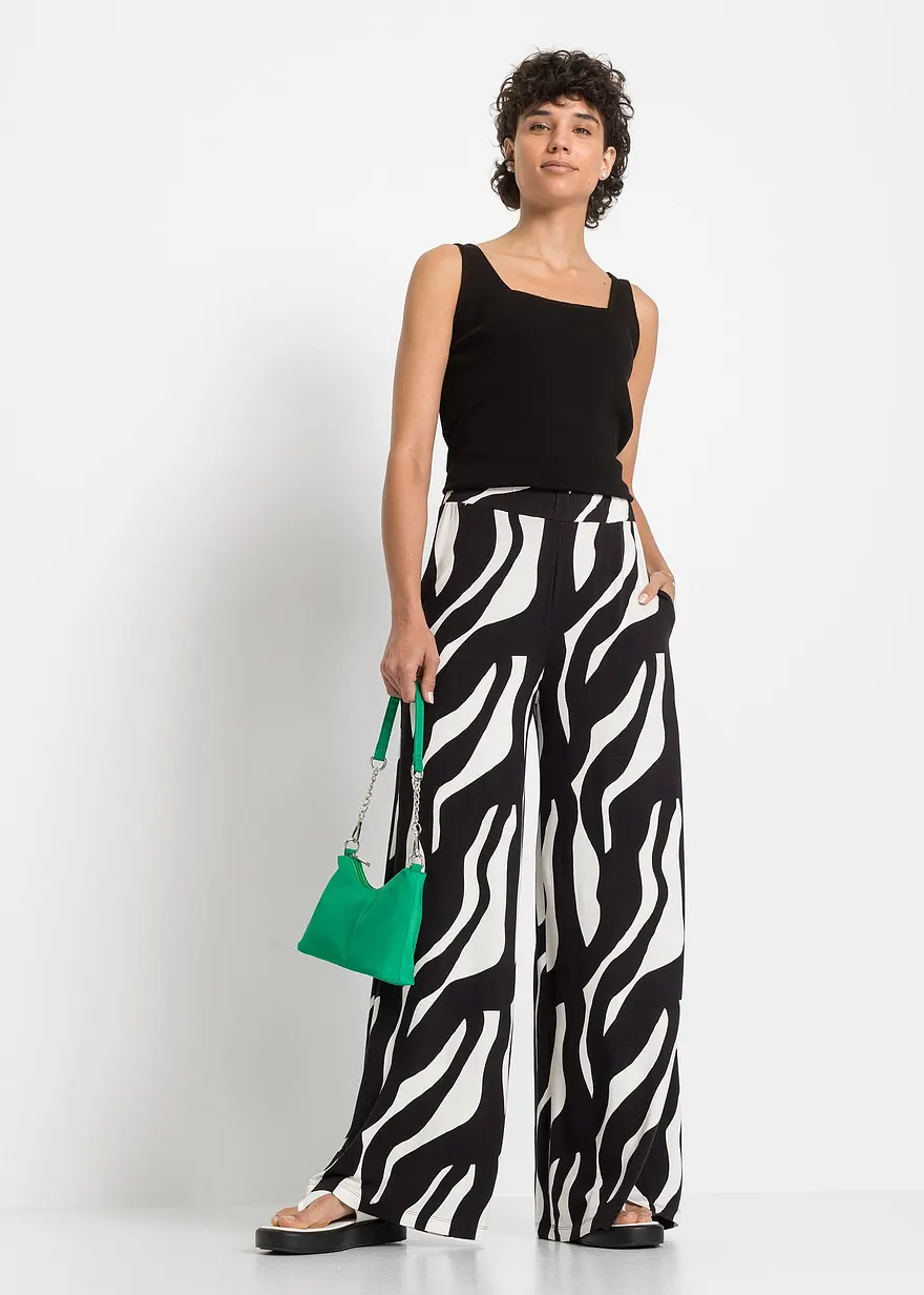 Bonprix Weite Sommerliche Hose Mit Modernem Muster - Weiß