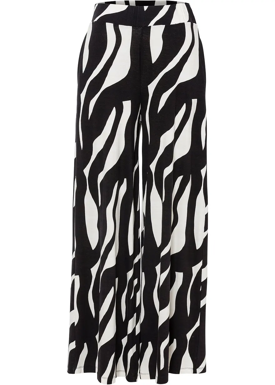 bonprix Weite sommerliche Hose mit modernem Muster - weiß