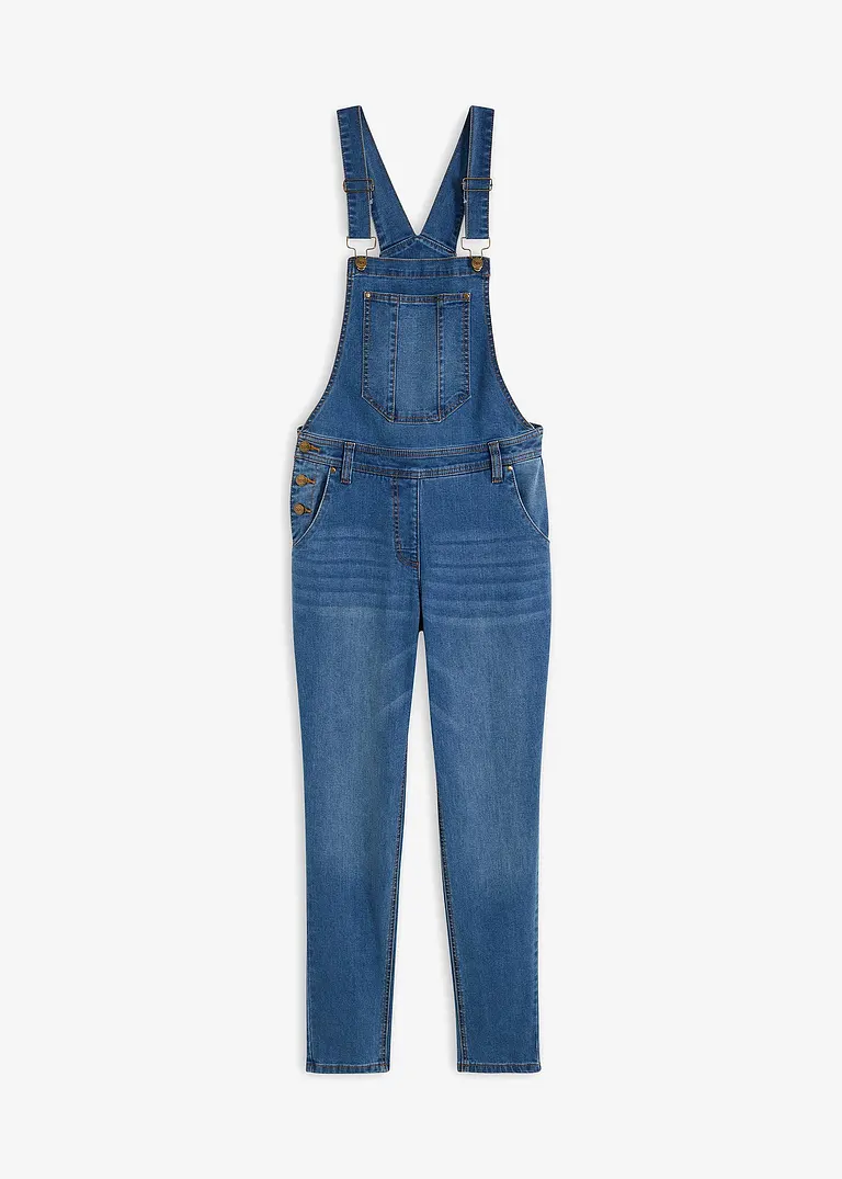 bonprix Weiter geschnittene Jeans-Latzhose mit Elasthananteil - blau