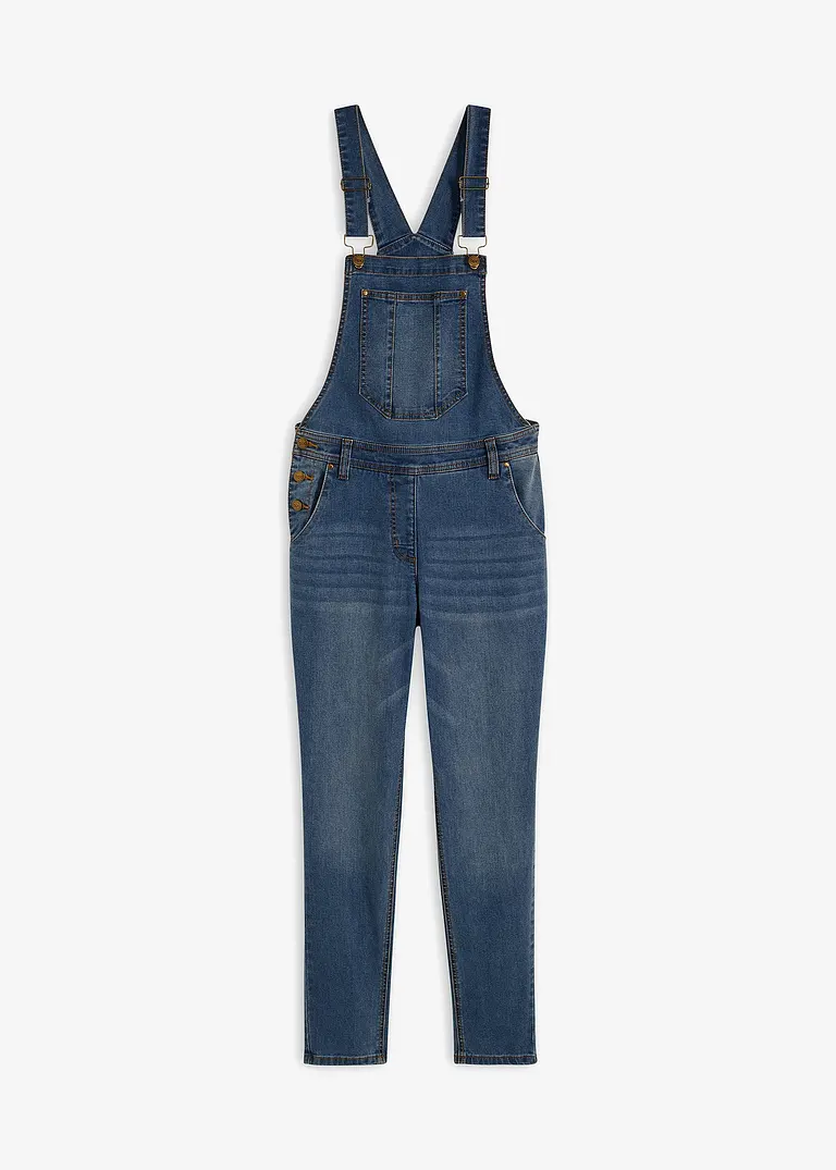 bonprix Weiter geschnittene Jeans-Latzhose mit Elasthananteil - blau