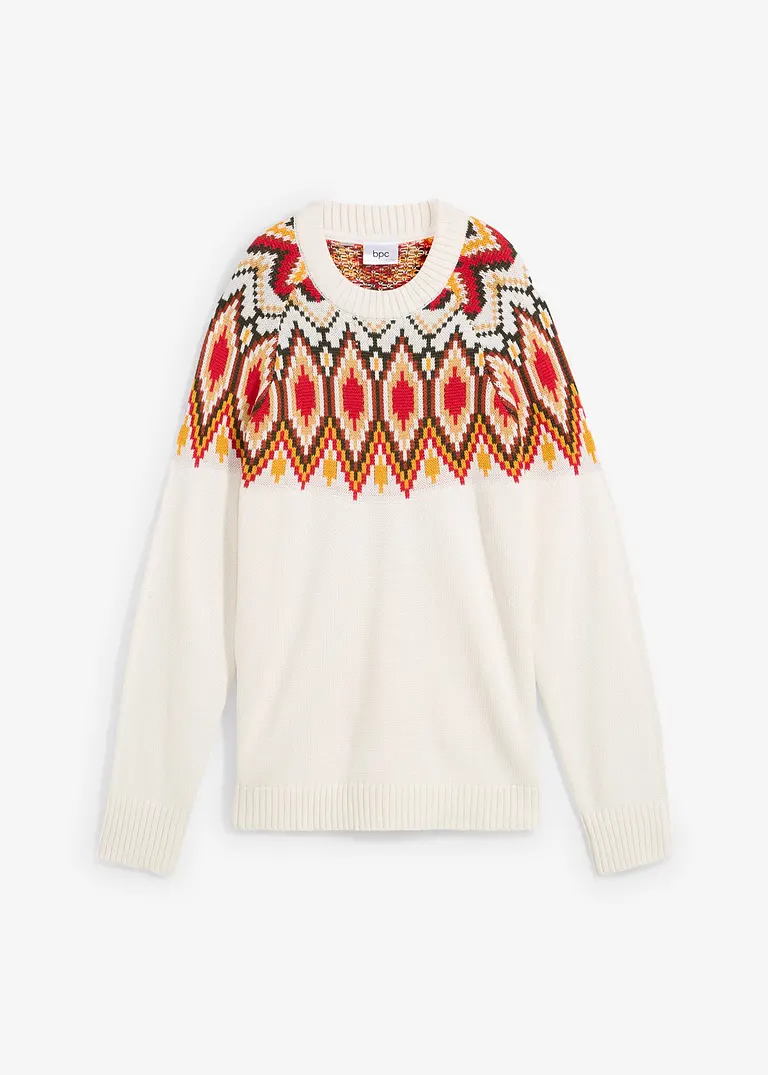 bonprix Weiter Norgwegerpullover umspielt locker die Figur - weiß - Damen