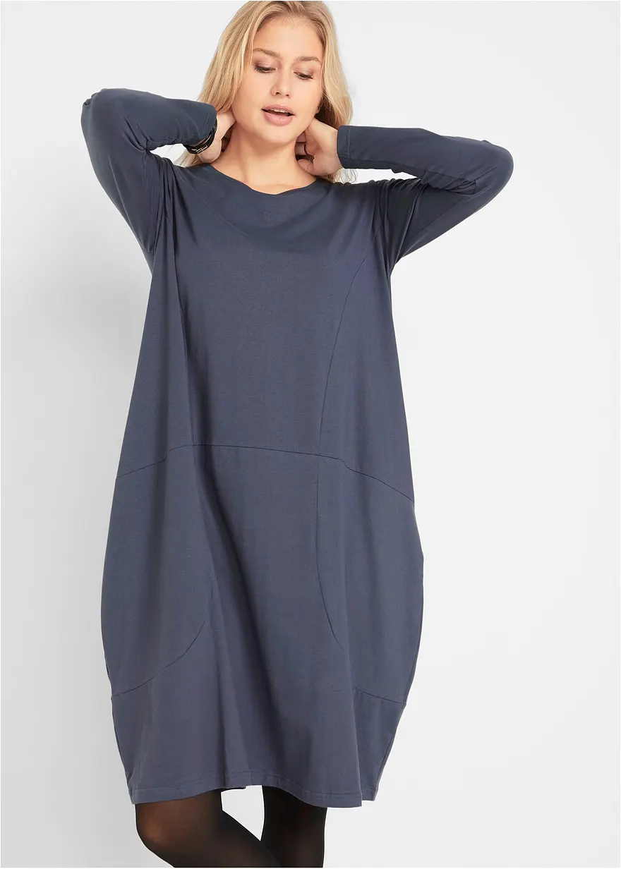 Bonprix Weites Langarm-Kleid Mit Eingriffs-Taschen - Lila
