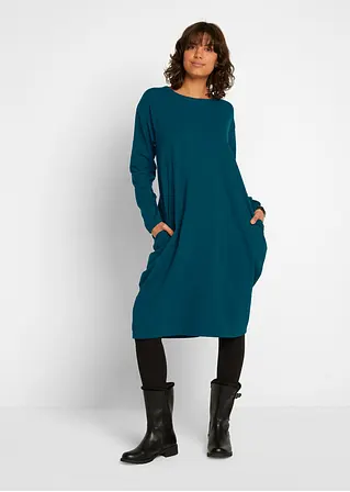 Bonprix Weites Langarm-Kleid Mit Eingriffs-Taschen - Petrol