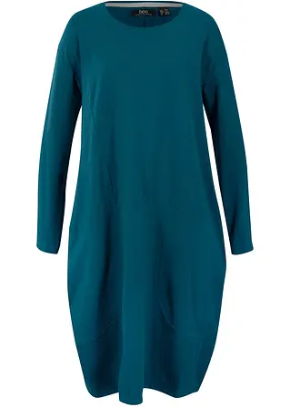 bonprix Weites Langarm-Kleid mit Eingriffs-Taschen - petrol