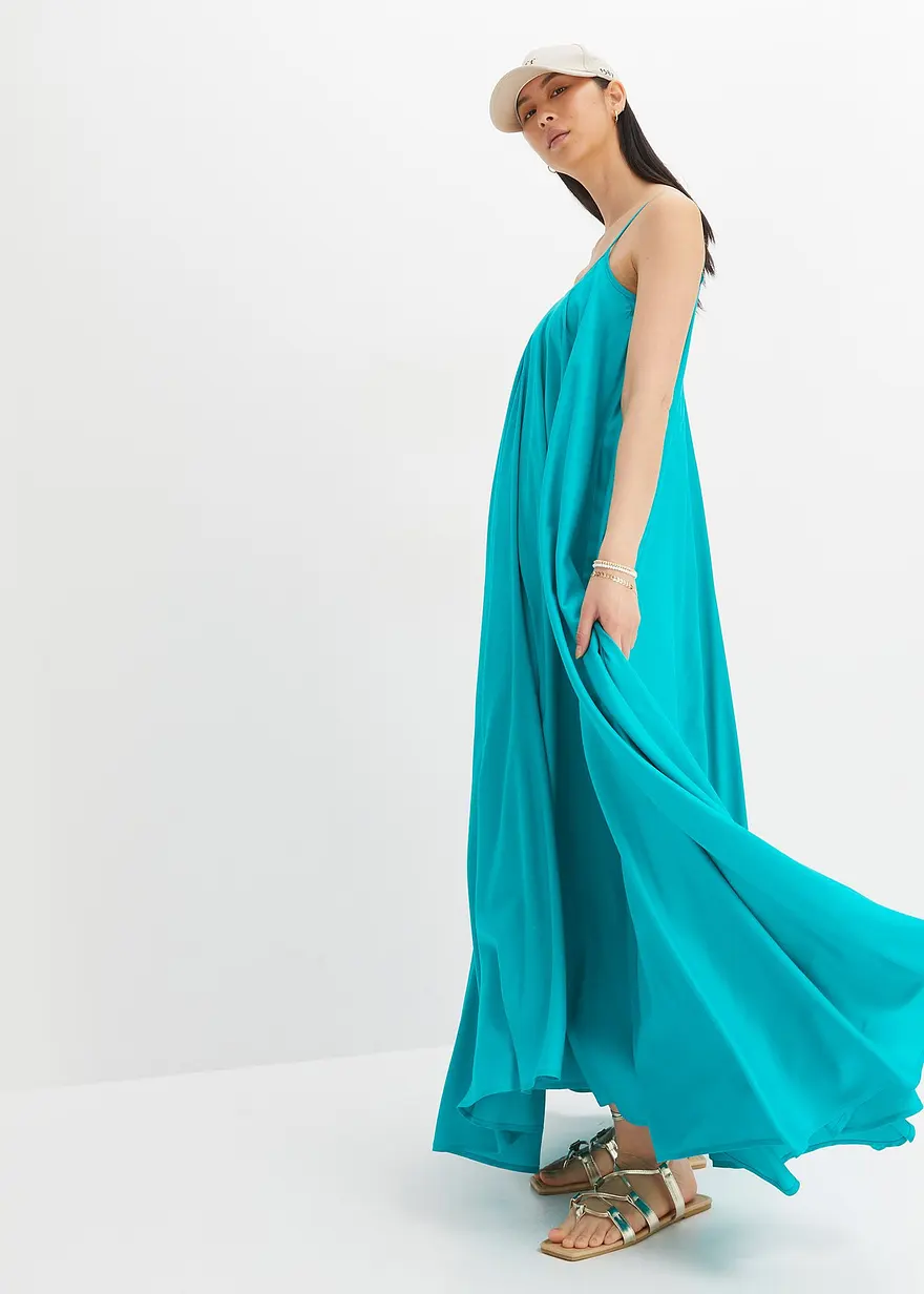 Bonprix Weites Maxikleid Mit Spaghetti-Trägern - Grün - Damen