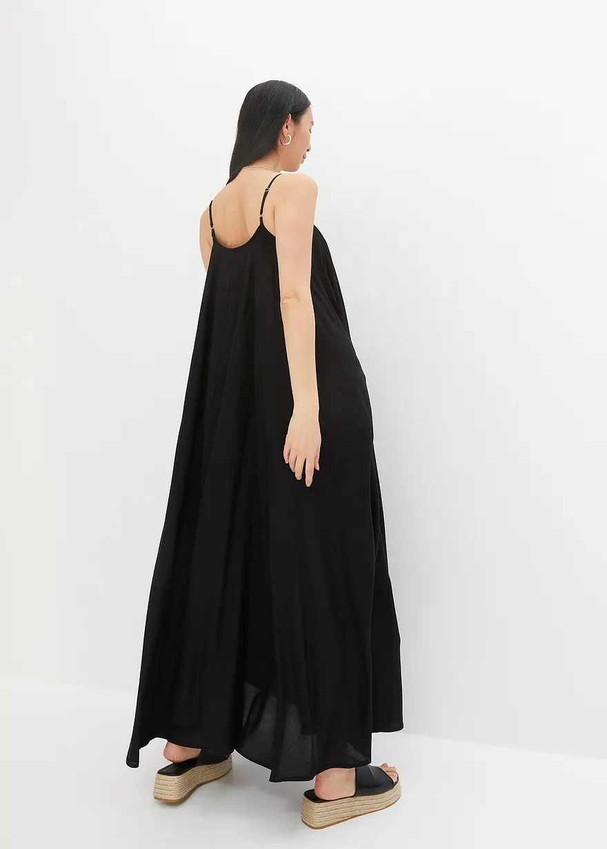 Bonprix Weites Maxikleid Mit Spaghetti-Trägern - Schwarz