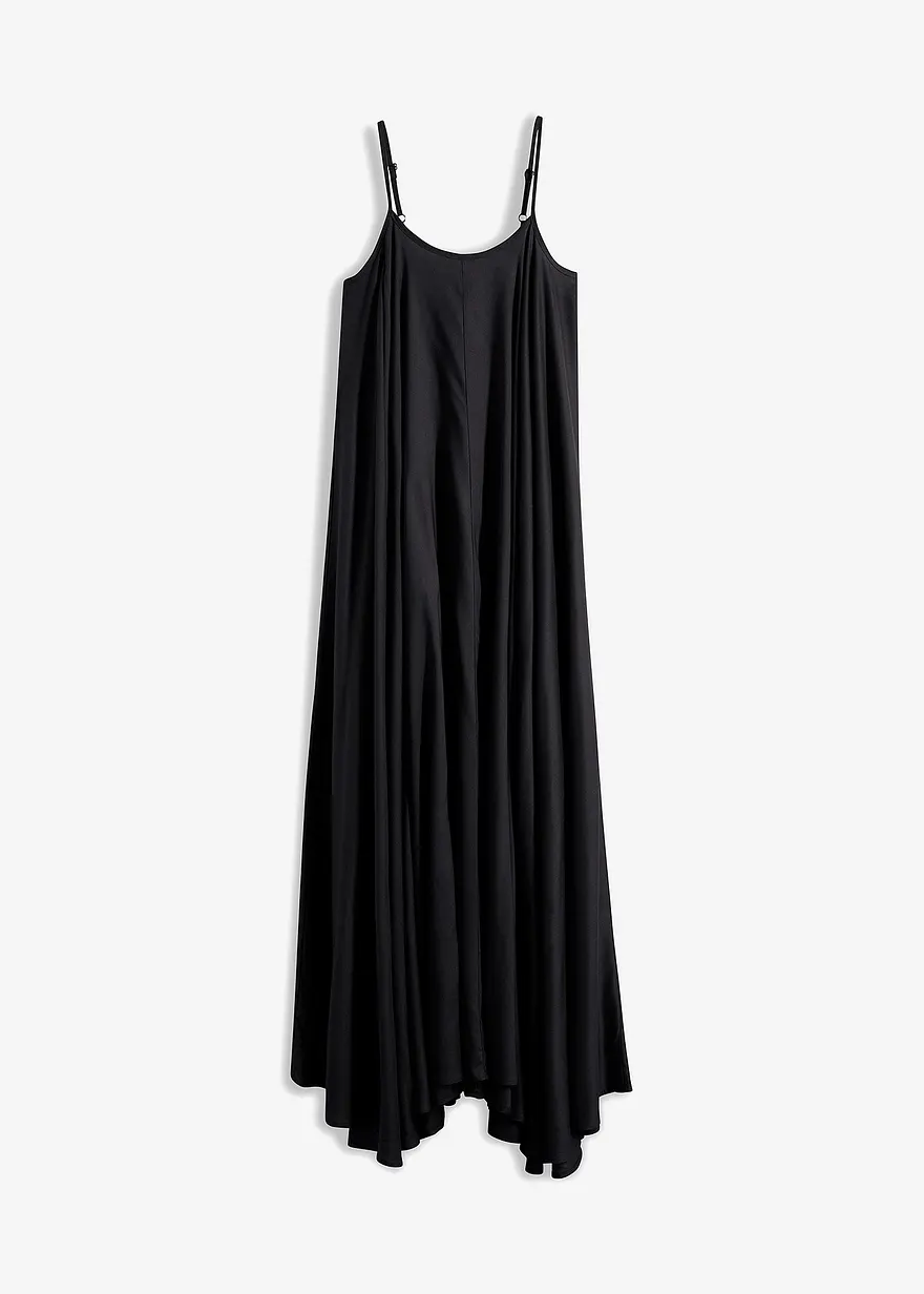 bonprix weites Maxikleid mit Spaghetti-Trägern - schwarz