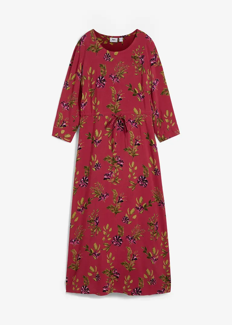 bonprix weites Viskosekleid mit Bindeband und floralem Druck - pink
