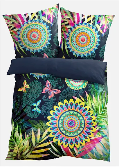 bonprix Wendebettwäsche mit Schmetterling Ornamenten Blättern