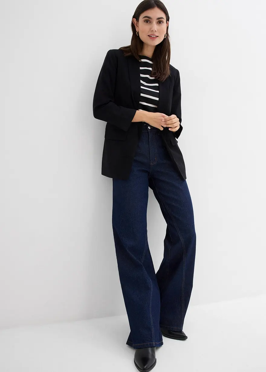 Bonprix Wide-Leg-Jeans High Waist Low Stretch - Blau Petite