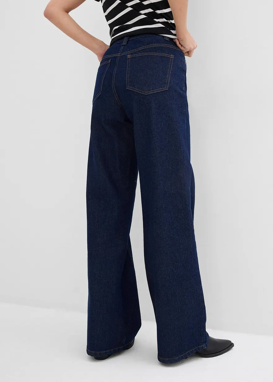 Bonprix Wide-Leg-Jeans High Waist Low Stretch - Blau Regular