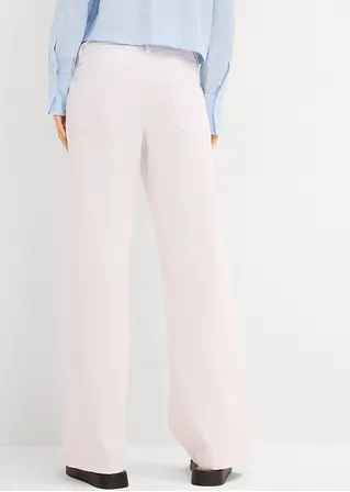 Bonprix Wide-Leg-Jeans Mid Waist Mit Gürtel - Weiß Petite