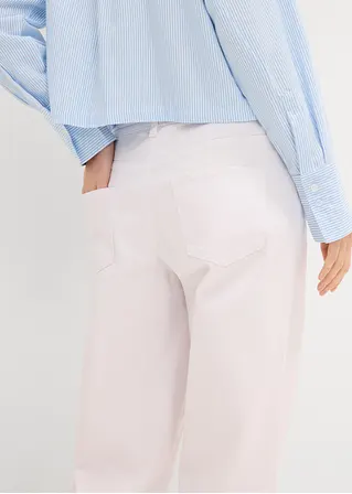 Bonprix Wide-Leg-Jeans Mid Waist Mit Gürtel - Weiß Petite