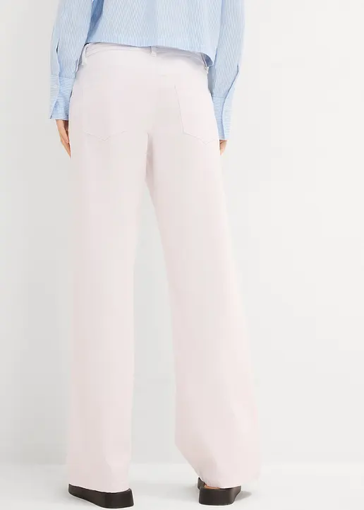 Bonprix Wide-Leg-Jeans Mid Waist Mit Gürtel - Weiß Regular