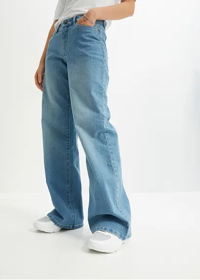 Bonprix Wide Leg Jeans Mit 5-Pocket-Style - Blau Petite