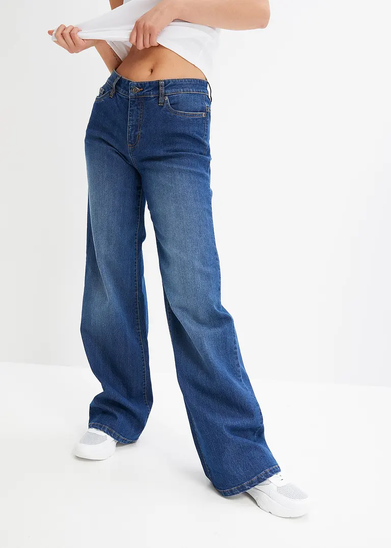Bonprix Wide Leg Jeans Mit 5-Pocket-Style - Blau Petite