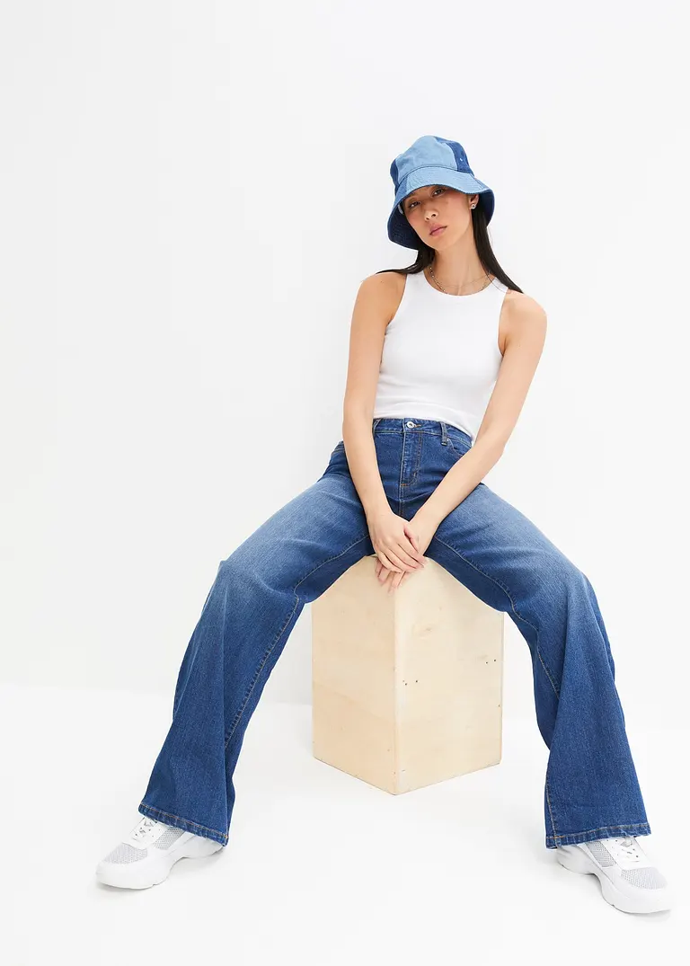 Bonprix Wide Leg Jeans Mit 5-Pocket-Style - Blau Petite
