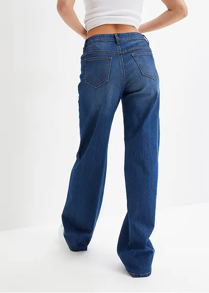 Bonprix Wide Leg Jeans Mit 5-Pocket-Style - Blau Regular