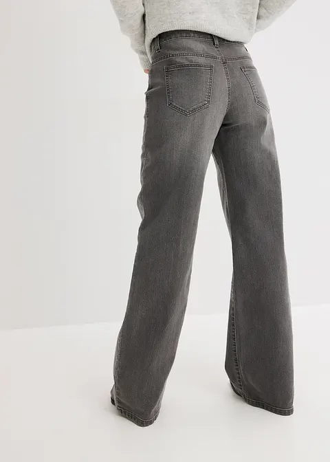Bonprix Wide Leg Jeans Mit 5-Pocket-Style - Grau Regular