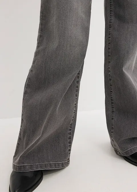 Bonprix Wide Leg Jeans Mit 5-Pocket-Style - Grau Regular