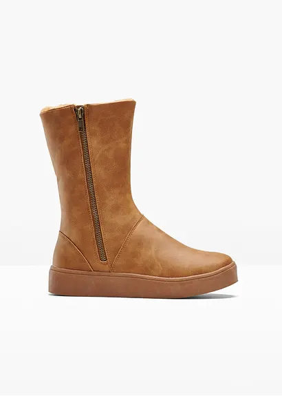 bonprix Winter Stiefel mit dekorativem Reißverschluss an der Außenseite