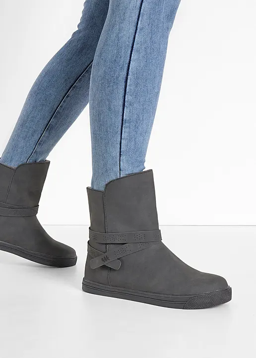 Bonprix Winterlicher Boot Mit Warmen Futter - Grau - Damen
