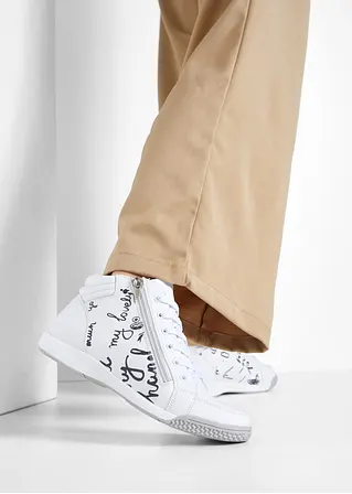 Bonprix Winterlicher High Top Sneaker Mit Auffälligen Details - Weiß