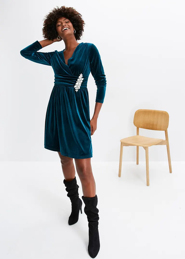 Bonprix Wunderschönes Kleid Mit Tiefem V-Ausschnitt Und Strass-Detail