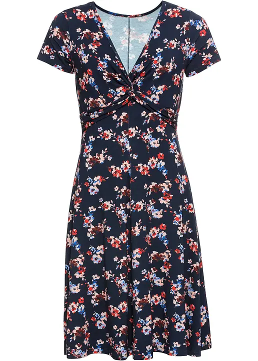 bonprix Wunderschönes Shirtkleid mit dekorativem Knoten - blau