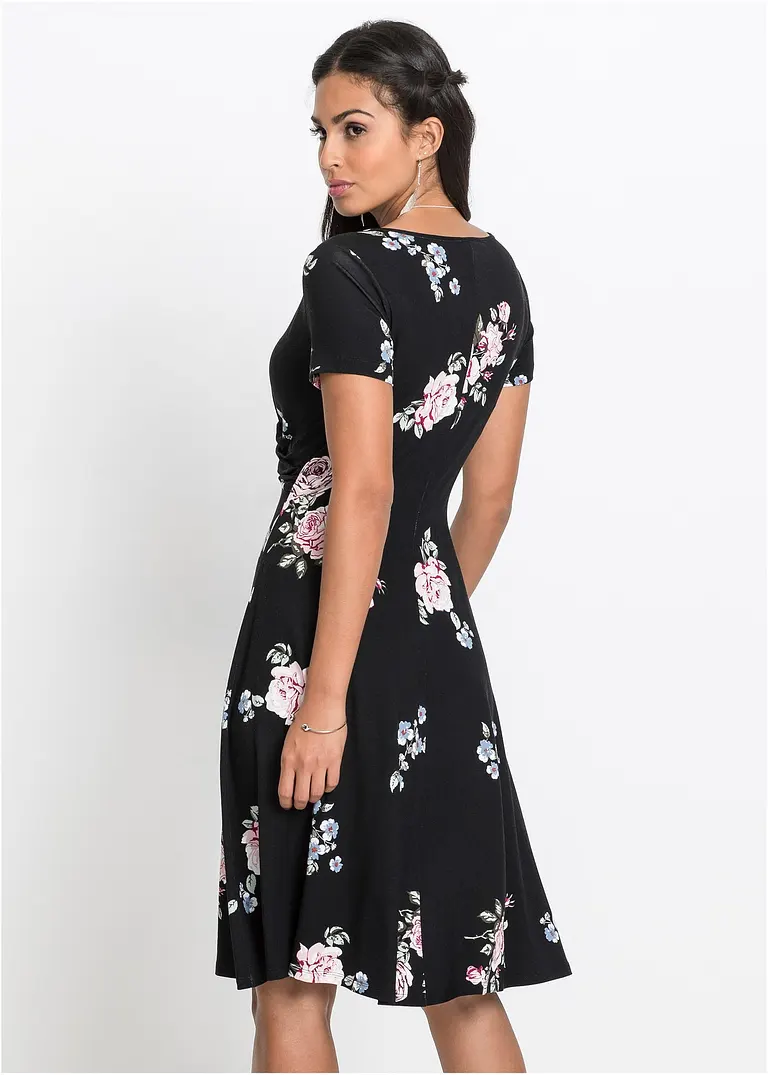 Bonprix Wunderschönes Shirtkleid Mit Dekorativem Knoten - Schwarz - Damen