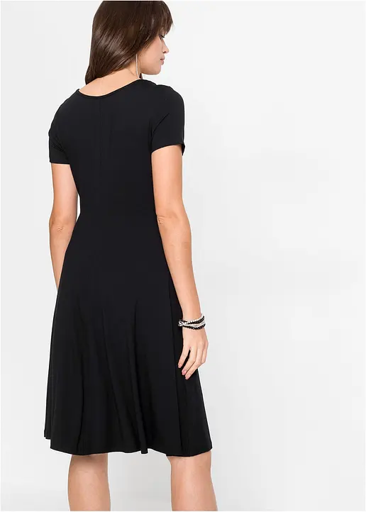Bonprix Wunderschönes Shirtkleid Mit Dekorativem Knoten - Schwarz - Damen