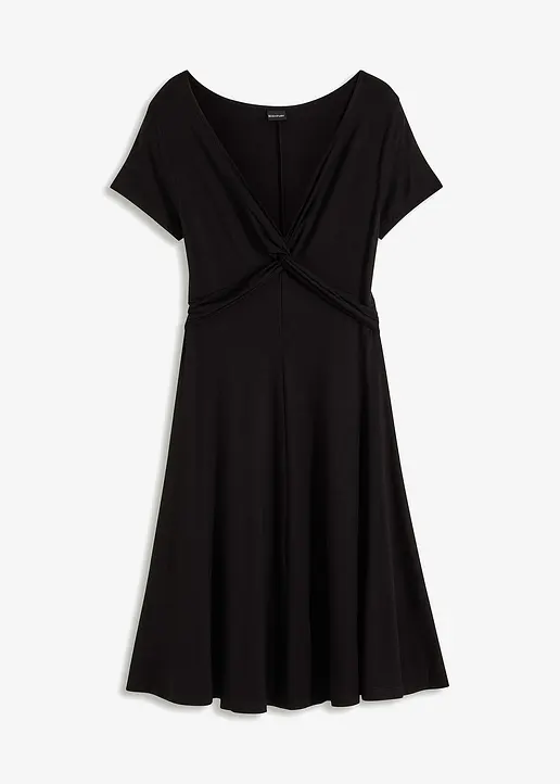 bonprix Wunderschönes Shirtkleid mit dekorativem Knoten - schwarz - Damen