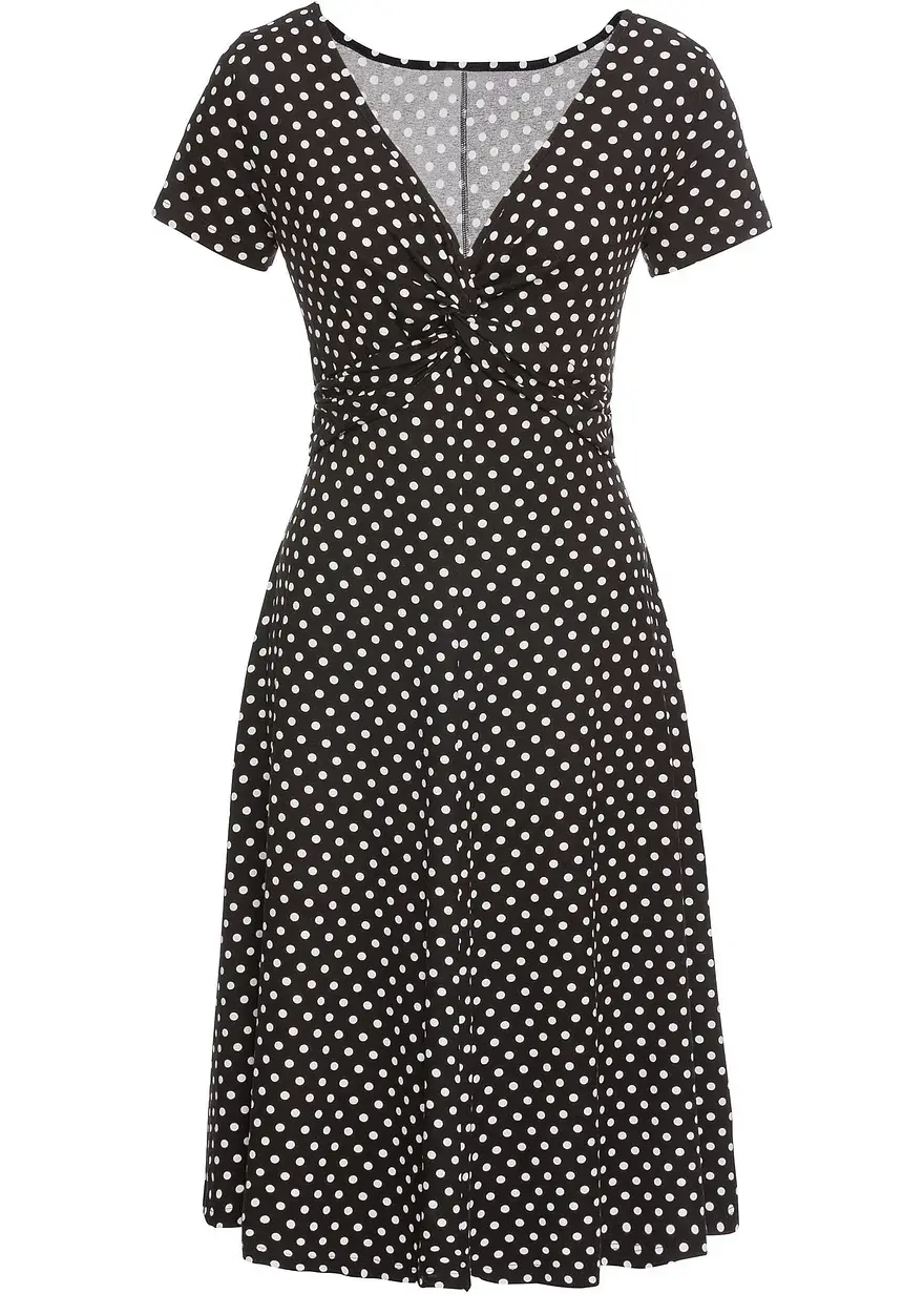 bonprix Wunderschönes Shirtkleid mit dekorativem Knoten - schwarz - Damen