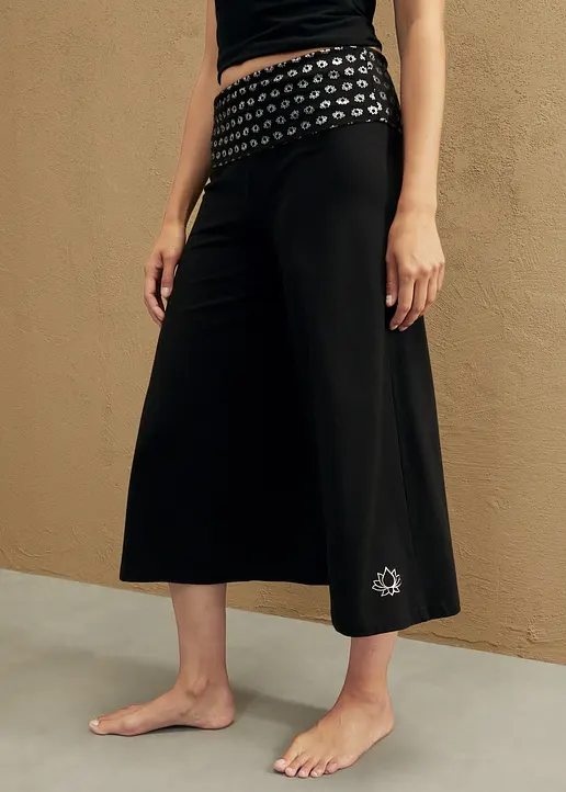 Bonprix Yoga Baumwoll-Culotte Mit Gemustertem Bequembund Calf Length