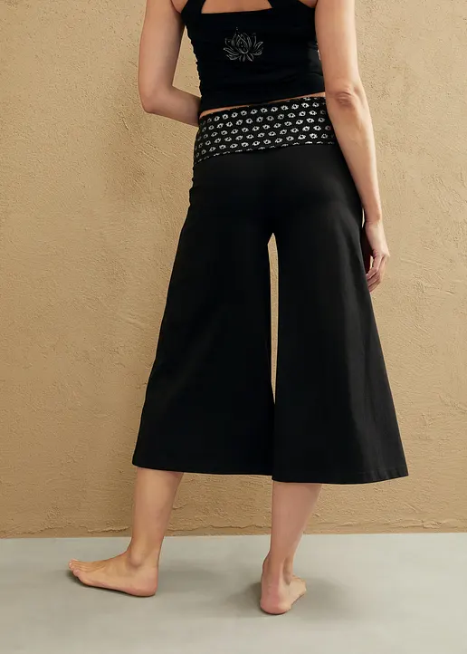 Bonprix Yoga Baumwoll-Culotte Mit Gemustertem Bequembund Calf Length