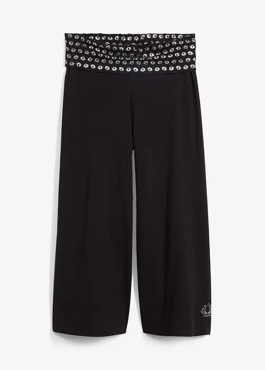 bonprix Yoga Baumwoll-Culotte mit gemustertem Bequembund calf length