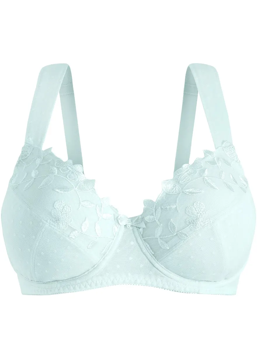 bonprix zarter BH mit dezenter Stickerei - blau Cup F - Damen