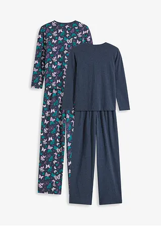 Bonprix Zauberhafter Mädchen Pyjama Im Doppelpack Mit 2 Langarmshirt Und 2 Pyjamahosen