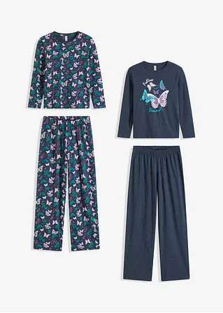 Bonprix Zauberhafter Mädchen Pyjama Im Doppelpack Mit 2 Langarmshirt Und 2 Pyjamahosen