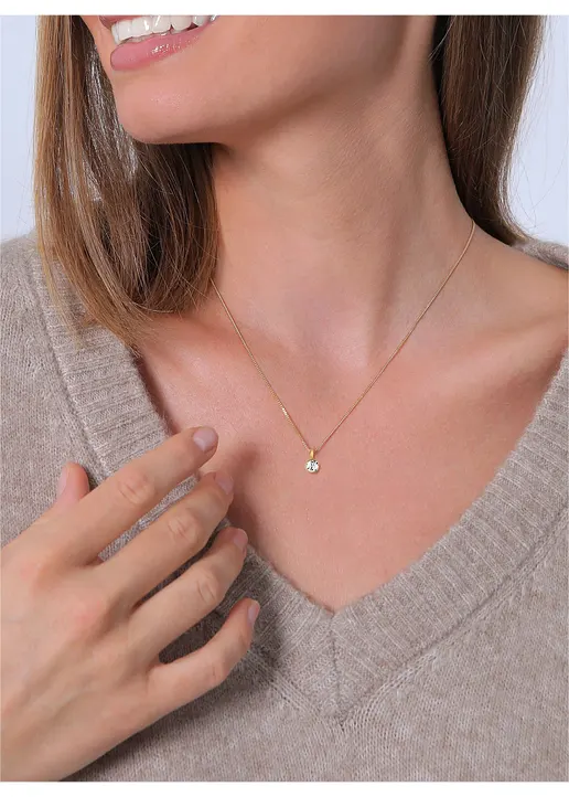 Bonprix Zeitlos Elegante Vergoldete Halskette Aus 925er Sterling Silber Veredelt Mit Swarovski® Kristall